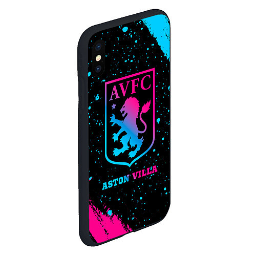 Чехол iPhone XS Max матовый Aston Villa - neon gradient / 3D-Черный – фото 2