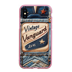 Чехол iPhone XS Max матовый Vintage vanguard jeans - patchwork, цвет: 3D-розовый