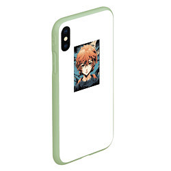 Чехол iPhone XS Max матовый Anime boy, цвет: 3D-салатовый — фото 2