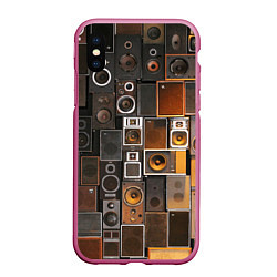Чехол iPhone XS Max матовый Винтажные колонки, цвет: 3D-малиновый