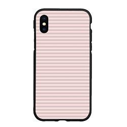 Чехол iPhone XS Max матовый Бледный серо-розовый в полоску, цвет: 3D-черный