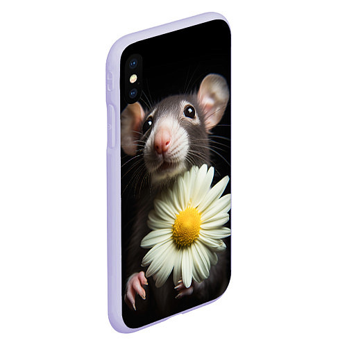 Чехол iPhone XS Max матовый Крыс и ромашка / 3D-Светло-сиреневый – фото 2