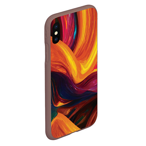 Чехол iPhone XS Max матовый Цветная абстракция colorful / 3D-Коричневый – фото 2