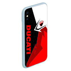 Чехол iPhone XS Max матовый Ducati moto - красная униформа, цвет: 3D-голубой — фото 2