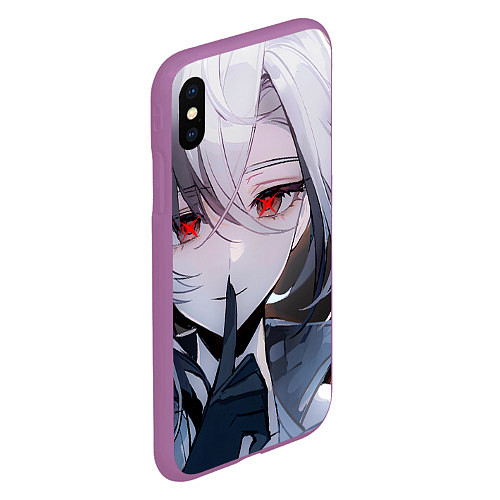 Чехол iPhone XS Max матовый Genshin Impact Арлекино smile quiet / 3D-Фиолетовый – фото 2