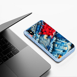 Чехол iPhone XS Max матовый Авангардный джинсовый пэчворк - нейросеть, цвет: 3D-голубой — фото 2