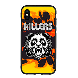 Чехол iPhone XS Max матовый The Killers рок панда и огонь, цвет: 3D-черный