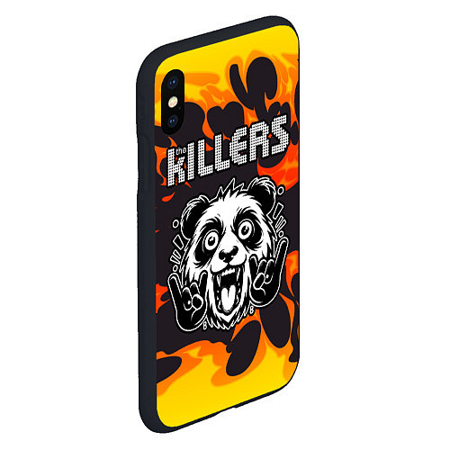 Чехол iPhone XS Max матовый The Killers рок панда и огонь / 3D-Черный – фото 2