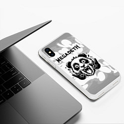 Чехол iPhone XS Max матовый Megadeth рок панда на светлом фоне, цвет: 3D-белый — фото 2