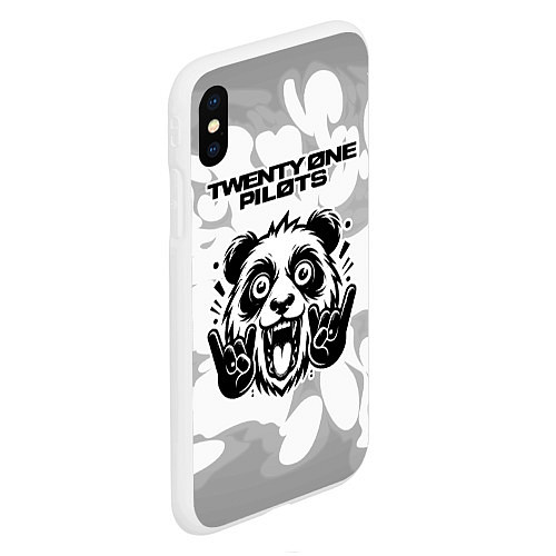 Чехол iPhone XS Max матовый Twenty One Pilots рок панда на светлом фоне / 3D-Белый – фото 2