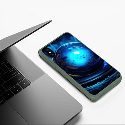 Чехол iPhone XS Max матовый Кислотная синяя яркая неоновая абстракция, цвет: 3D-темно-зеленый — фото 2