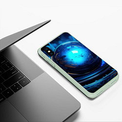 Чехол iPhone XS Max матовый Кислотная синяя яркая неоновая абстракция, цвет: 3D-салатовый — фото 2