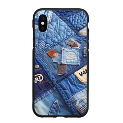 Чехол iPhone XS Max матовый Vanguard jeans patchwork - ai art, цвет: 3D-черный
