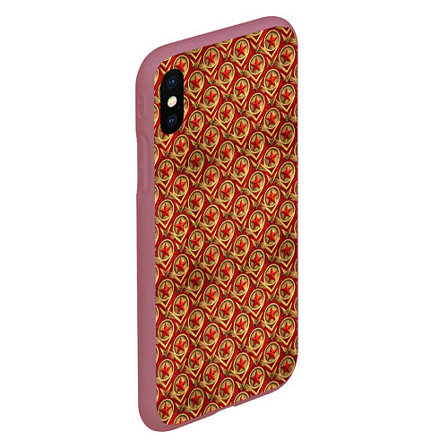 Чехол iPhone XS Max матовый Звезды в стиле СССР / 3D-Малиновый – фото 2