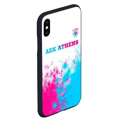 Чехол iPhone XS Max матовый AEK Athens neon gradient style посередине / 3D-Черный – фото 2