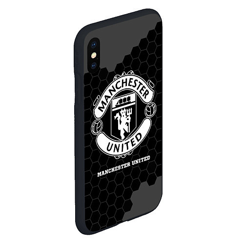 Чехол iPhone XS Max матовый Manchester United sport на темном фоне / 3D-Черный – фото 2