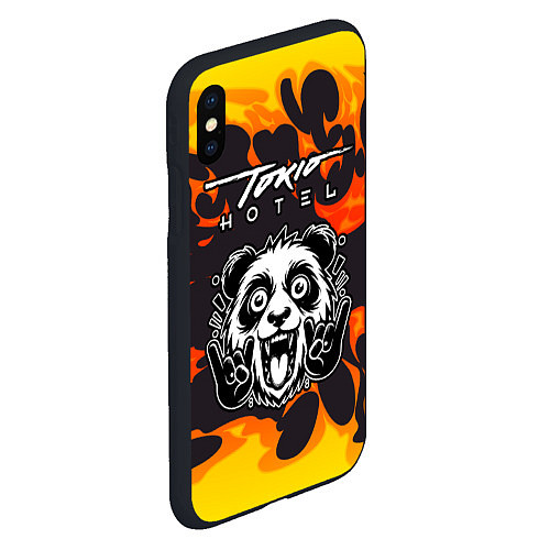 Чехол iPhone XS Max матовый Tokio Hotel рок панда и огонь / 3D-Черный – фото 2