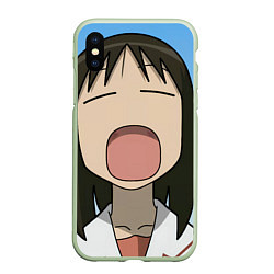 Чехол iPhone XS Max матовый Azumanga Daioh Аюму Касуга зевает, цвет: 3D-салатовый