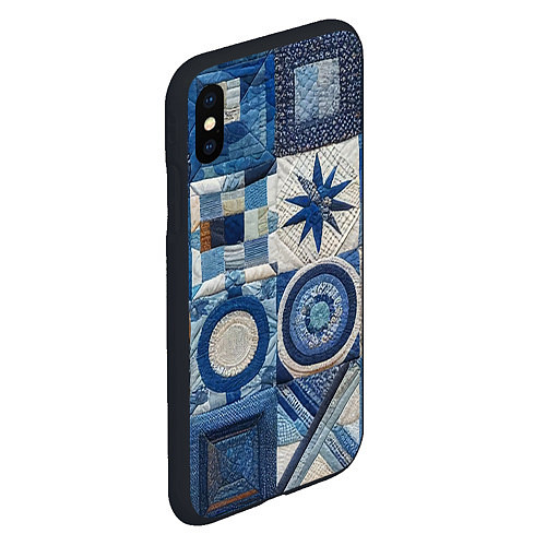 Чехол iPhone XS Max матовый Denim patchwork - ai art / 3D-Черный – фото 2