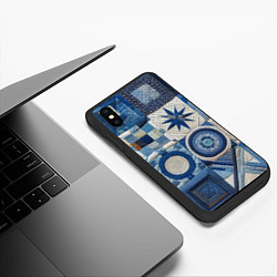 Чехол iPhone XS Max матовый Denim patchwork - ai art, цвет: 3D-черный — фото 2