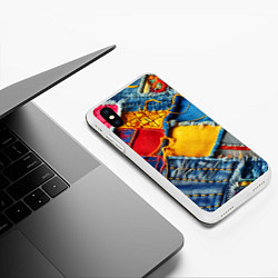 Чехол iPhone XS Max матовый Colorful denim patchwork - ai art, цвет: 3D-белый — фото 2