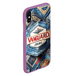 Чехол iPhone XS Max матовый Vanguard denim patchwork - ai art, цвет: 3D-фиолетовый — фото 2