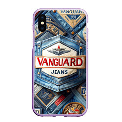 Чехол iPhone XS Max матовый Vanguard denim patchwork - ai art, цвет: 3D-сиреневый