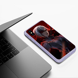 Чехол iPhone XS Max матовый Genshin Impact Арлекино red, цвет: 3D-светло-сиреневый — фото 2