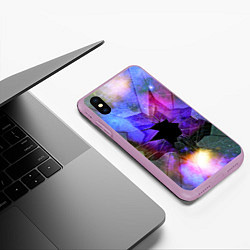 Чехол iPhone XS Max матовый Расколотое стекло - космическая туманность, цвет: 3D-сиреневый — фото 2