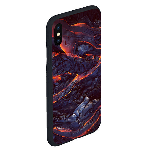 Чехол iPhone XS Max матовый Лавовые реки / 3D-Черный – фото 2