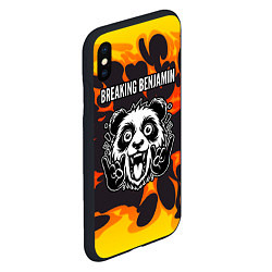 Чехол iPhone XS Max матовый Breaking Benjamin рок панда и огонь, цвет: 3D-черный — фото 2