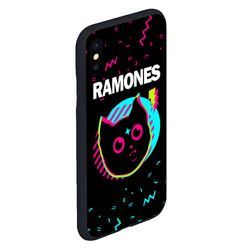 Чехол iPhone XS Max матовый Ramones - rock star cat / 3D-Черный – фото 2