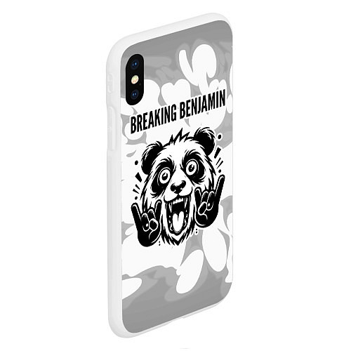 Чехол iPhone XS Max матовый Breaking Benjamin рок панда на светлом фоне / 3D-Белый – фото 2