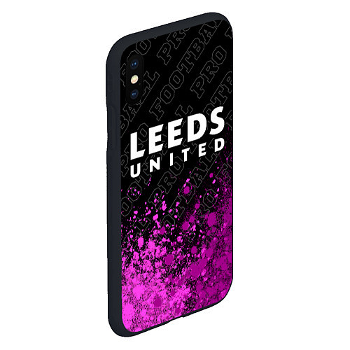 Чехол iPhone XS Max матовый Leeds United pro football посередине / 3D-Черный – фото 2