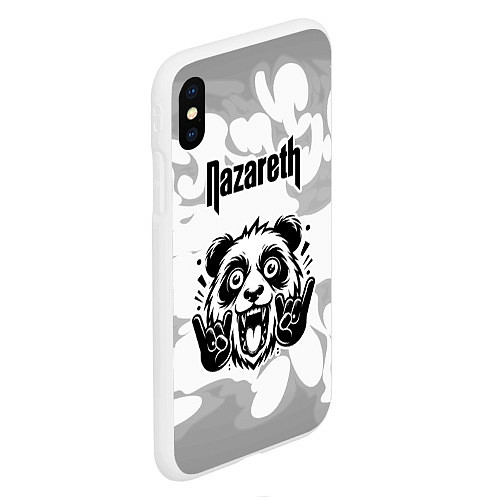 Чехол iPhone XS Max матовый Nazareth рок панда на светлом фоне / 3D-Белый – фото 2