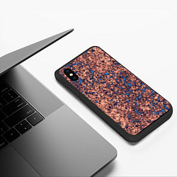 Чехол iPhone XS Max матовый Абстракция земляной с голубым свечением, цвет: 3D-черный — фото 2