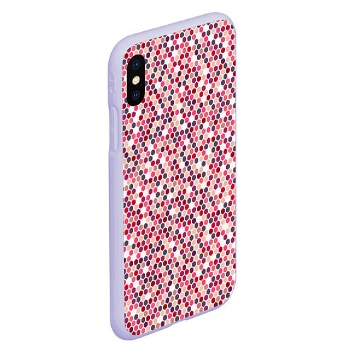 Чехол iPhone XS Max матовый Паттерн соты розовый / 3D-Светло-сиреневый – фото 2