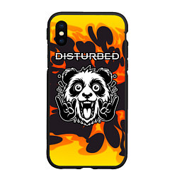 Чехол iPhone XS Max матовый Disturbed рок панда и огонь, цвет: 3D-черный