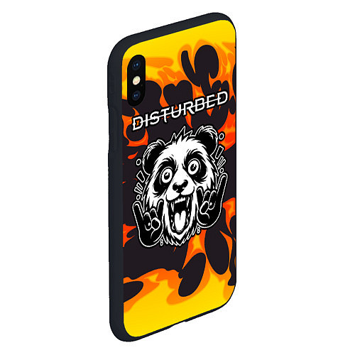 Чехол iPhone XS Max матовый Disturbed рок панда и огонь / 3D-Черный – фото 2