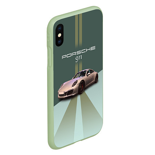 Чехол iPhone XS Max матовый Спортивный автомобиль Порше 911 / 3D-Салатовый – фото 2