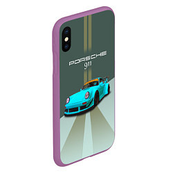 Чехол iPhone XS Max матовый Порше 911 спортивный немецкий автомобиль, цвет: 3D-фиолетовый — фото 2