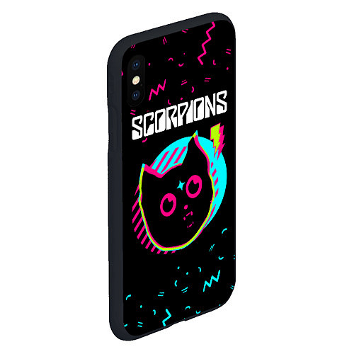 Чехол iPhone XS Max матовый Scorpions - rock star cat / 3D-Черный – фото 2