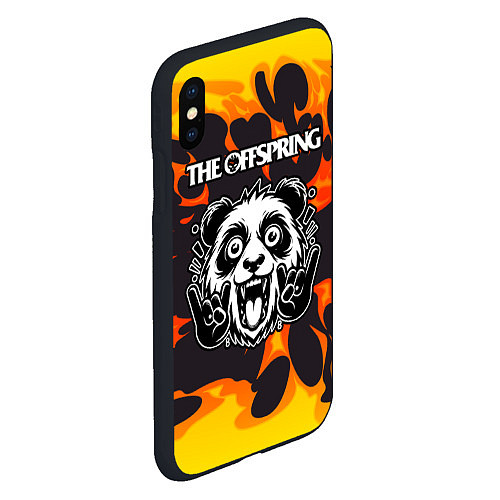 Чехол iPhone XS Max матовый The Offspring рок панда и огонь / 3D-Черный – фото 2