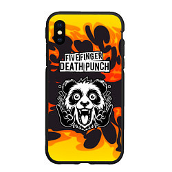 Чехол iPhone XS Max матовый Five Finger Death Punch рок панда и огонь, цвет: 3D-черный