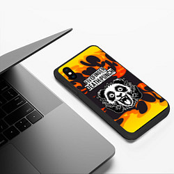 Чехол iPhone XS Max матовый Five Finger Death Punch рок панда и огонь, цвет: 3D-черный — фото 2