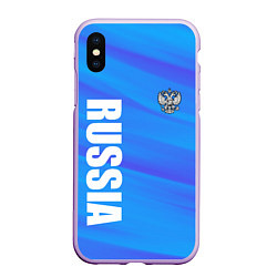 Чехол iPhone XS Max матовый Россия - синие волны, цвет: 3D-сиреневый