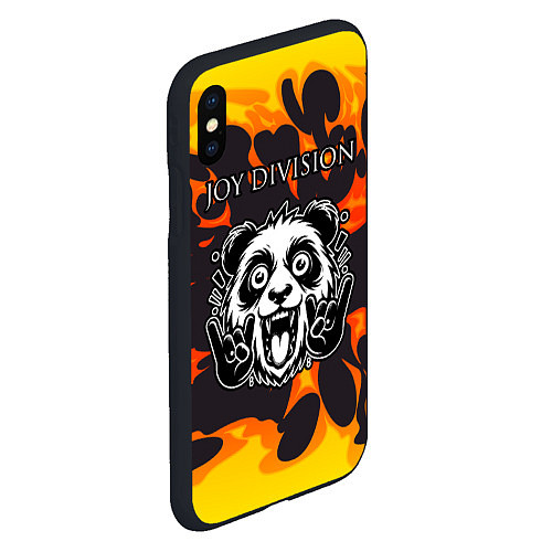 Чехол iPhone XS Max матовый Joy Division рок панда и огонь / 3D-Черный – фото 2