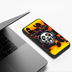 Чехол iPhone XS Max матовый Joy Division рок панда и огонь, цвет: 3D-черный — фото 2