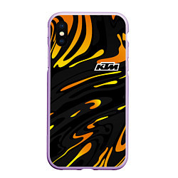 Чехол iPhone XS Max матовый KTM - orange liquid, цвет: 3D-сиреневый