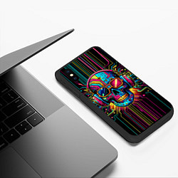 Чехол iPhone XS Max матовый Кибер череп в очках - неоновое свечение, цвет: 3D-черный — фото 2